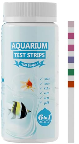 Aquarium Teststreifen Süßwasser - 100 Stück Teststreifen für Meerwasser - 6-in-1 Wasserqualitätstester für kommerzielle und häusliche Nutzung Salzwasser Anfänger tägliche Überwachung Reise und
