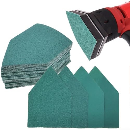 Juego de 80 hojas de papel de lija resistente, grano 60, 120, 180, 240, diseñado para detalles para lijadoras con óxido de aluminio para madera, metal, plástico, vidrio, piedra, superficies de cuero