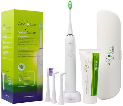 ApaCare Sonic Change Zahnpflege-Set - Schallzahnbürste | mit wechselbarem Akku, Reiseetui, Zahncreme & Interdentalbürsten - professionelle Mundpflege für zu Hause & unterwegs