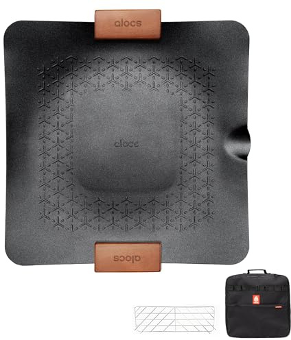 ALOCS 12.6 Camping Grill Pan Non Stick Griddle for Gas Stove Cooking | 2.2lb, Storage Bag, Lightweight,Portable, Ideal For Pancakes, BBQ, Camping and Cooking On Gas Stoves Outdoors