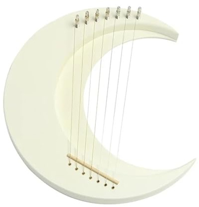 Harfe Crescent Moon Lyra Harfe 7 Saiten Tragbares Harfenklavier Mini-Saitenmusikinstrument mit Anleitung Stimmschlüssel