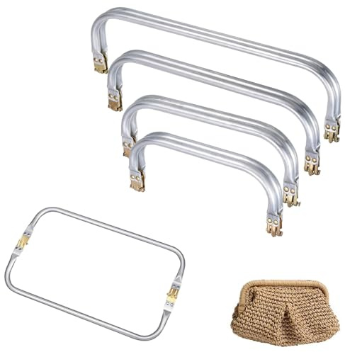 KSJEHW 4 Piezas Boquillas para Bolsos, Marco de Aluminio para Bolsos, Boquillas Monederos Metalicas, Cierre de Beso Interior, Marco de Bolsillo, para Hacer Monedero, Neceser, Bolsas, 16 18 20 25cm