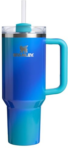 STANLEY Quencher H2.0 Tumbler with Handle and Straw 40 oz | Flowstate 3-Position Lid | Cup Holder Compatible for Travel | Insulated Stainless Steel Cup | BPA-Free | Sea Glass Aura