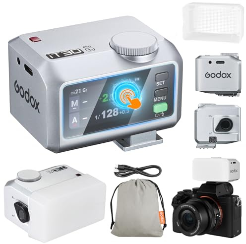 Godox iT30Pro-L iT30Pro L Mini avec Diffuseur Blanc Compatible avec Les Flash Speedlite 560 Fonction Fil à Pleine Puissance TTL 2.4 GHz Tactile pour appareils Photo Reflex Numériques Leica(Argent)