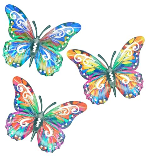 MUU Metal Butterfly Wall Decor Big Butterfly Decorations Garden Butterflies Courtyard Fences Yard Decorations Bedroom 3 PCS