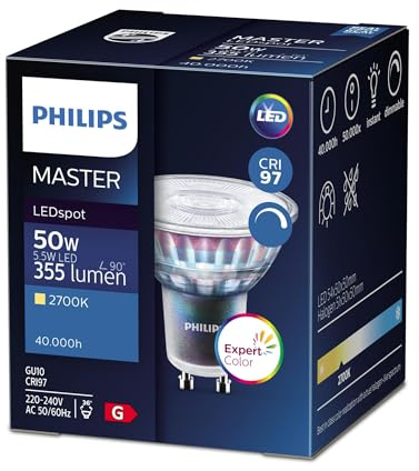 Philips LED-Lampe MASTER LEDspot ExpertColor 5.5-50W GU10 927 36D