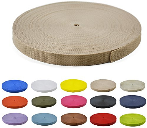 Gurtband Polypropylen 10 Meter lang - 1 Menge Verschiedene Breiten 10mm 15mm 20mm 25mm 30mm 40mm 50 mm (Beige, 25MM)