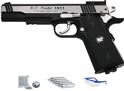WG 1911 Sport 601 MAB - Pack Pistola de Aire comprimido (CO2) réplica Colt de balines de Acero BB's Cal 4.5mm | Potencia <3.5 J