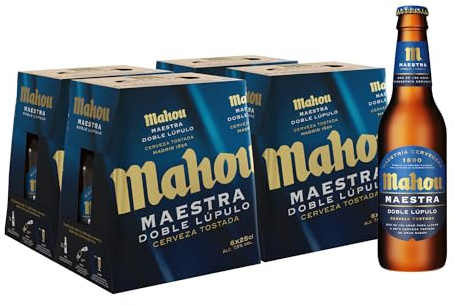 Mahou Maestra Doble Lúpulo, Cerveza Lager Tostada, Pack 24 Botellines 25cl