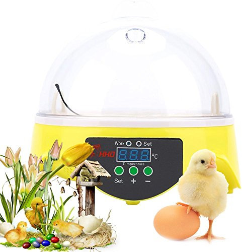 Inkubator, 7 Eier, Brutmaschine Digital Intelligentes Mini-Gerät zum beheizen, für Geflügel, Ente, Hühner, 18 x 18 x 17 cm