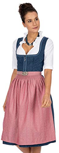 Stockerpoint dam Roseline Midi Dirndl, Blå gammalrosa, 46