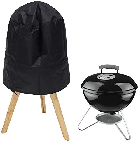 JDSKM Runde Grillabdeckung 14-15 38 * 40cm Passend für Weber Smokey Joe Serving Innenstaubschutz Schwarz Silber Farbe, 38x40cm