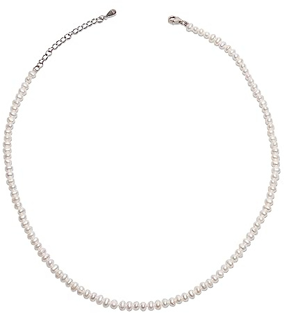 Secret & You Damen Perlenkette Süßwasser-Zuchtperlen Klein Barockperlen von 3-4 mm - 925 Sterling Silber - 38-43 cm lang