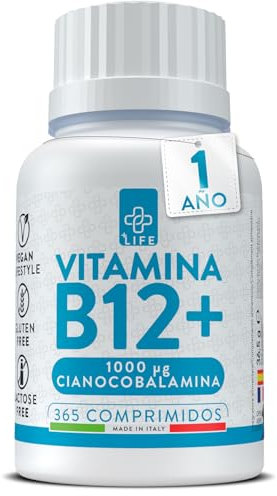 Vitamina B12 1000 mcg PiùLife – Cianocobalamina Forma Stabile ad Assorbimento Affidabile – 365 compresse – Integratore B12 per Sistema Immunitario, Sintesi Globuli Rossi, Stanchezza Fisica e Mentale