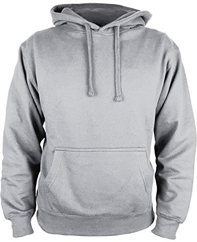 Martes | Mens Plain long sleeve Hoodie Fleece Pull-Over | Soft and comfy Adult Top Sweatshirt Hoodies | Work and longe wear | Non-zip Up | Uni-Sex | 80% Cotton 20% Polyester | Heather Grey