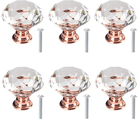 6 Stück Schublade Knöpfe Moebelknauf Griff Kristallknöpfe Möbelknöpfe Schrank Kristallglas Diamant Form Schublade Knöpfe Möbelknauf Für Kommode Glasvitrine Schrank Schublade Möbelstück Schminktisch