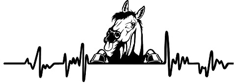 Aufkleber Herzschlag Tiere Breite 27cm Lifeline Heartbeat Deko Sticker Selbstklebend für Auto Kühlschrank Laptop Autoaufkleber K150 (Schwarz Glanz, 22 Pferd)