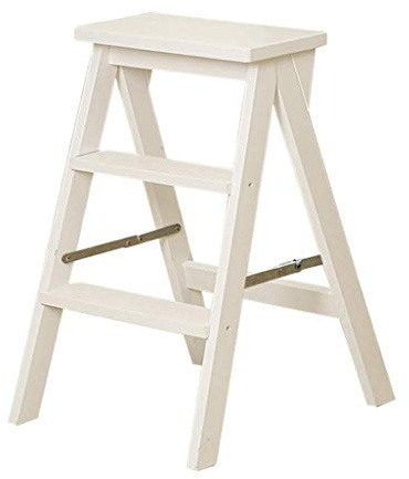Sywlwxkq Klappstuhl/Leiter mit 3 Stufen, Holzleiter, großer breiter Hocker, Gartengerät für den Heimgebrauch, hohe Beanspruchung, Tragfähigkeit 150 kg, 42 x 48 x 60 cm (Größe : Holz)