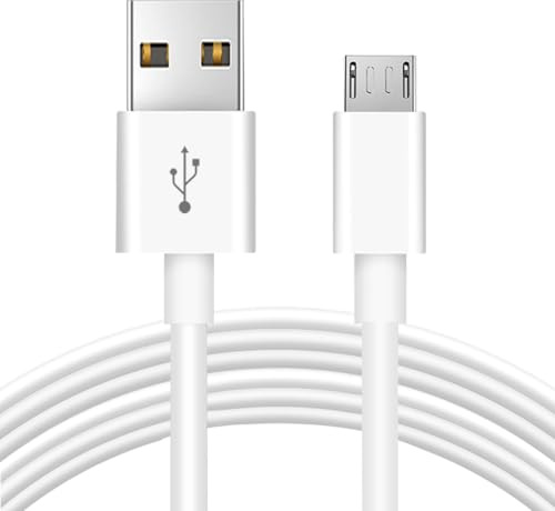 5 m langes Micro-USB-Kabel zum Laden und zur Datensynchronisierung, kompatibel mit Wyze Cam, YI Camera, Nest Cam, Blink, Netvue, Kasa Cam, Cloud Camera, Furbo Dog, Arlo Q und weiteren Geräten – Weiß