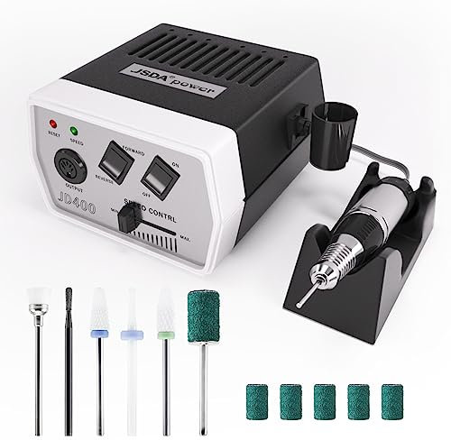 Fresa de uñas JSDA JD400 Pro, fresa de uñas para uñas de gel con profesional 30000 rpm, fresadora de uñas eléctrica, incluye 10 accesorios, removedor de callos y uñas acrílicas, privat y Studio