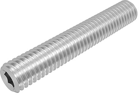 SECCARO Perni filettati con attacco conico M10 x 60 mm, in acciaio inox V2A VA A2, DIN 913/ISO 4026, esagonali, 20 pezzi