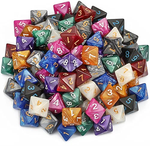 YILAIDA 100 Stück Polyedrisch Würfel Set mit Schwarz Beutel, Tisch Spiel Würfel für Dungeons and Dragons Pathfinder DND RPG MTG (8 Seitige)