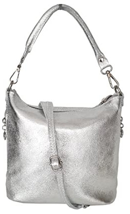 zarolo Damen Leder Tasche, Schultertasche klein, Italienische Umhängetasche mit Henkel, Beuteltasche Leder, Lederbeutel Z20020 Italienische Handarbeit