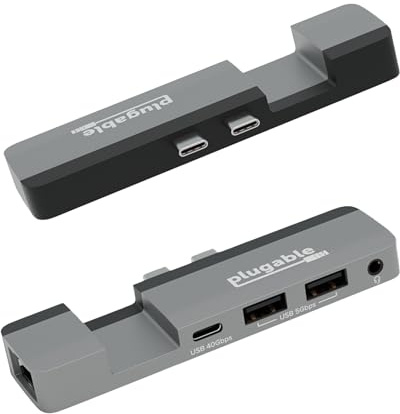 Plugable 5-in-1 USB C Hub for MacBook Pro & Air M1/M2/M3/M4 - Thunderbolt 4 Compatible, MagSafe Ready, 40Gbps Data, Gigabit Ethernet, 2x USB 3.0 - Slim, Portable Adapter with Pass-Through Charging