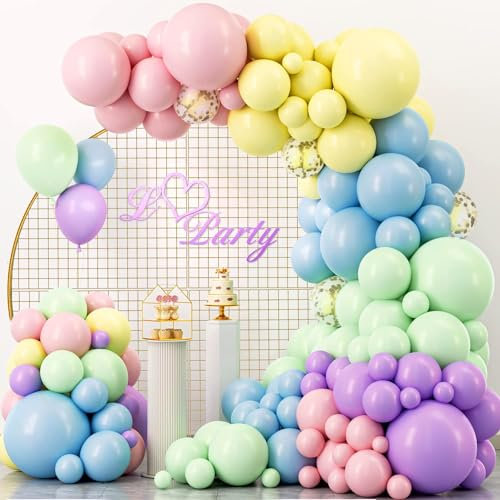 Globos Color Pastel, 120 piezas Kit Arco Globos Arco Iris Pastel, Guirnalda Globos Decoración de Fiesta de Cumpleaños, Baby Shower, Boda, Graduación, Aniversario, Jubilación, Año Nuevo