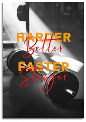 DaanaH Langhantel Fitness Inspirierende Zitate Leinwand Wand Bilder Hantel Übung Schwarz Weiß Plakate Fitness Workout Leinwand Bild Fitnessstudio Home Deko （Kein Rahmen）