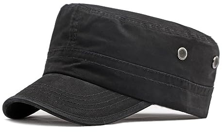 Cicilin Herr platt topp militär justerbar visir utomhus sport hatt armékeps klassisk basebollkeps, Svart, one size