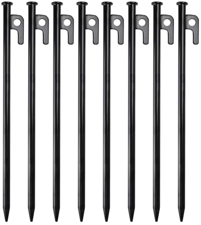 TECDW Zeltheringe 8 Stücke, 30cm Lange Zelt Heringe Stahl Erdnägel, Stabil und Robuste Camping Heringe, Heringe Zelt für Camping, Outdoor Wandern - Ideal für Harte Böden und Normalen