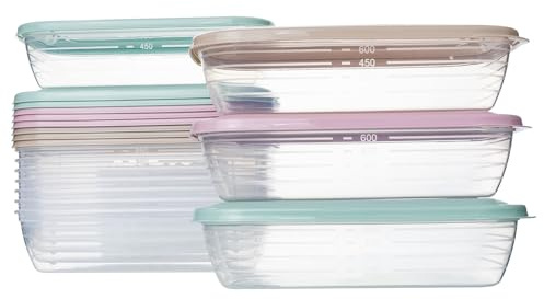 QILZO Packung 12 transparenten Lebensmittelbehälter 800 ml, Lebensmittelbehälter aus Kunststoff, BPA-frei, mikrowellengeeignet, Spülmaschine, Gefrierschrank, mit Deckel, Wiederverwendbarer Behälter | Kunststoffbehälter mit Deckel | BPA-frei | Mikrowelle, Spülmaschine, Gefrierschrank