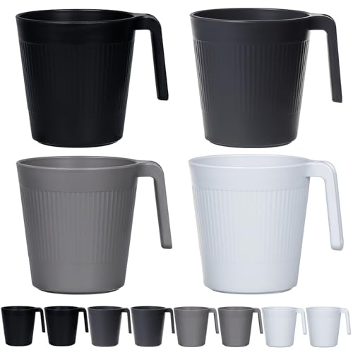Greentainer Unbreakable Lightweight Drinking Cups, Coffee Mugs with Handle, Set of 8, Drinking Cups for Adults,Water Milk Tea Tumblers, Dishwasher and Microwave Safe(Dawn)