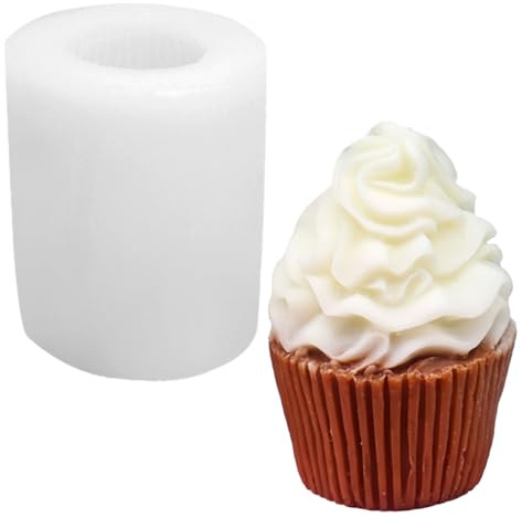 Stampo in silicone a forma di cupcake a forma di gelato, stampo in silicone per candele, coni gelato, candele, cupcake, vortice, sapone e candele, per fai da te, dessert, candele, sapone, cera, resina