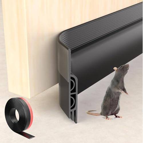 KNEELISA Door Draft Stopper,Under Door Draft Blocker for Exterior & Interior Doors,Door Sweep for Bottom of Door Dust and Noise Insulation,Weather Stripping Door Seal,Black 2 W x 39 L