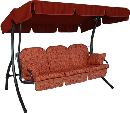 Angerer Hollywoodschaukel Ibiza – Schaukel zum Sitzen, Liegen & Entspannen, inkl. Bett-Funktion, einfache Montage, Made in Germany, hochwertiger Stoff, Terra-Rot Gemustert