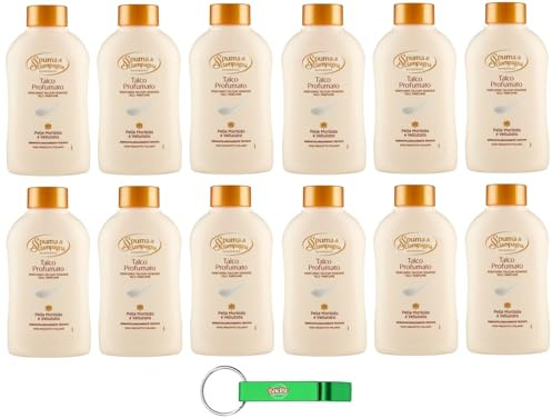 12 x Spuma di Sciampagna Wellness Talco duftendes Talkum – weiches und samtiges Leder 200 g + Schlüsselanhänger Beni Culinari gratis