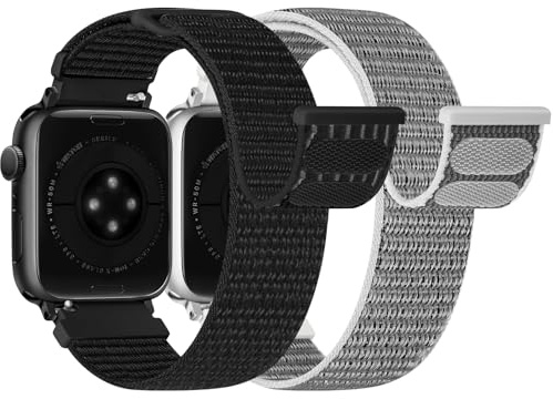 Runostrich Nylon Sport Strap Compatible with Apple Watch Strap 49mm 46mm 45mm 44mm 42mm 41mm 40mm 38mm Women Men, Adjustable Solo Loop Bands for iWatch Series 11 10 9 8 7 6 5 4 3 SE Ultra, 2 Pack