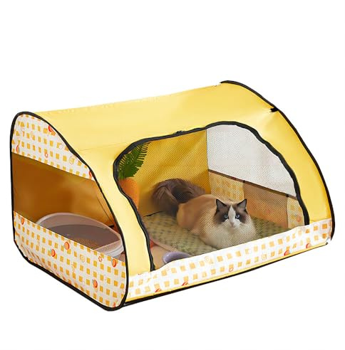 Corralito portátil para mascotas, corralito plegable multifuncional para gatos con cremallera, corralito para cachorros, jaula para mascotas, para uso en interiores y exteriores (amarillo, S, 1)