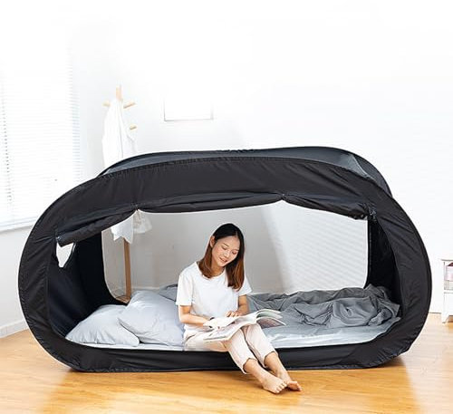 Pop-Bettzelt für den Innenbereich, mit Polyester umschlossen, für Doppel-/Queensize-Betten – schaffen Sie ein gemütliches und privates Schlafgebiet