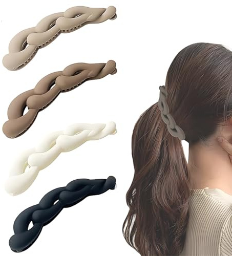 4 Stück Groß Bananen Haarspange Vintage Bananenspange Pferdeschwanz Haarklammer Dickes Haar Banana Clip Thick Hair für Damen und Mädchen banana clip haarspange haarspangen damen bananenspange haare