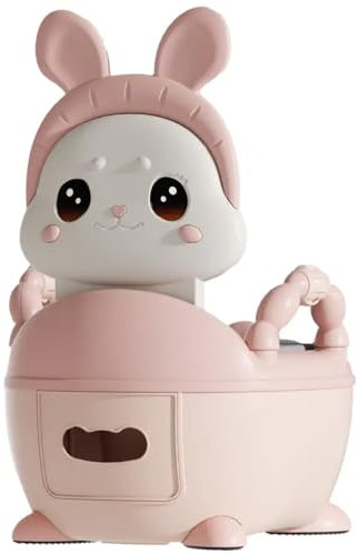 Sobebear 21.5CM Baby Potty Training Seat, Soft Cushion Pad and Armrest with Rabbit Design, Easy Clean Removable Urinal Pot and Lid, Portable and Lightweight for Toddlers Up to 18 Months (Pink)