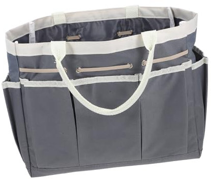 Veemoon Paquet de Rangement pour Outils de Jardin en Toile Oxford Résistant, Imperméable, avec Poches Multiples, Poignée Ergonomique, pour Jardinage Extérieur, Paquet à Outils Gris, Grand