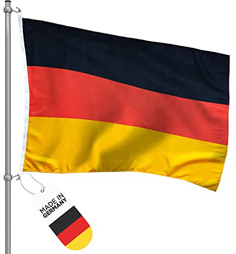 FBS Premium Deutschland Flagge mit Ösen - Wetterfeste 90x60cm aus Spun-Polyester 155g/m - Strapazierfähige Fahnen aus aller Welt