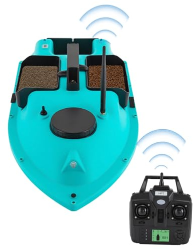 MINRS Barco de cebo 600 m, barco de pesca con GPS, cebo de pesca teledirigido, barco de pesca nocturno, 2 kg, cebo de pesca con luces nocturnas, larga duración para lagos, ríos, mares, azul