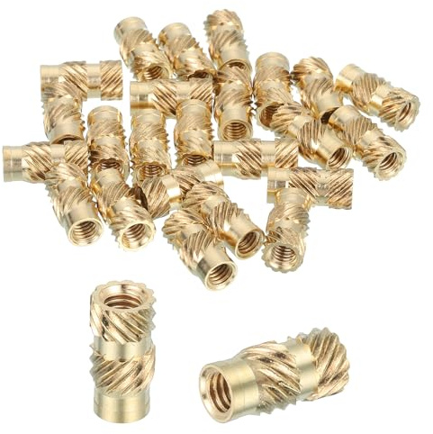 sourcing map Lot de 46 inserts filetés M4 en laiton pour impression 3D et matériau plastique, écrous moletés femelles pour ordinateurs portables, produits électroniques, M4 x 6 x 12 mm
