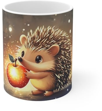 Teecustom Mug Hérisson Enchanté – Tasse Bébé Hérisson et Pomme Magique Lumière d’Automne Féérique
