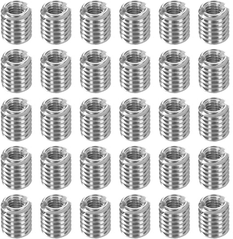 sourcing map Lot de 30 inserts filetés en acier inoxydable M5 x 0,8 mâle vers M3 x 0,5 femelle - Adaptateurs de filetage de 6 mm de long - Vis de réparation pour bois dur et tendre