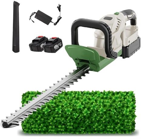 LADECNERHT Taille Haie Batterie,2 Batterie Lithium 21V 2.6Ah Taille Haie Electrique 200 W Lame Double Tranchant De 550 Mm pour Haies, Buissons, Branches, Arbustes Et Brindilles